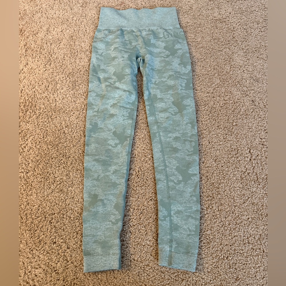 Gymshark Light Green Camo Kids Leggings